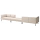 Šiuolaikinė smėlio spalvos sekcijinė sofa su minimalistiniu dizainu ir metalinėmis kojomis.