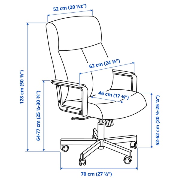 Iliustracija su produkto matmenimis: MALM/MILLBERGET.