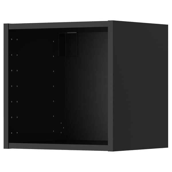 Juoda METOD virtuvės sieninė spintelė, kvadrato formos, atviro dizaino.
