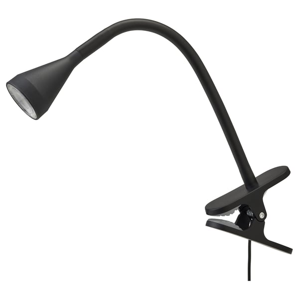 NÄVLINGE juoda prisegama lempa, reguliuojamas kaklelis, led, plastikas ir plienas.