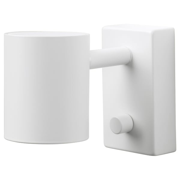 Minimalistinio dizaino balta NYMÅNE lempa su cilindro formos atspalviu ir reguliuojama rankena.