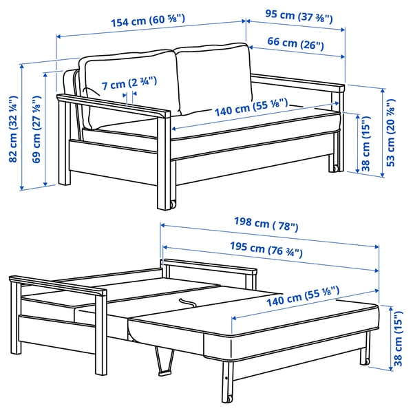 TORNSBORG Dvivietė sofa-lova, Naggen smėlinė/pušis