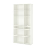 Baltos spalvos ikea VIHALS daiktadėžė, aukšta ir stačiakampė lentyna su 10 kubelių, leidžianti tiek eksponuoti, tiek paslėpti.