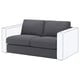 Pilka sofa VIMLE, modernus dizainas, patvarus poliesterio audinys, dviejų atspalvių melanžo efektas.