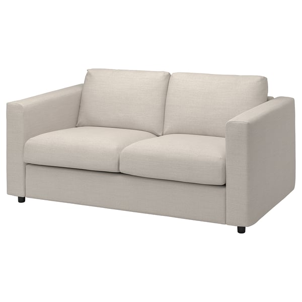 VIMLE smėlio spalvos 2 vietų sofa, modernus dizainas, pliušinis ir minkštas, neutralus dekoras.