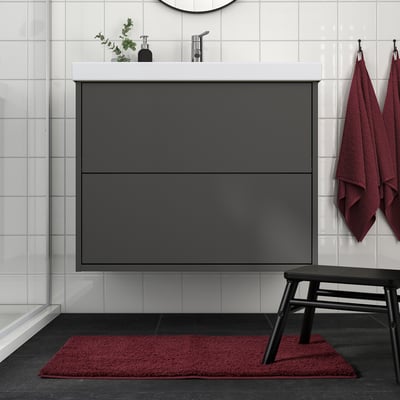 BACKMÅRA Коврик для ванной, насыщенный красный, 50x80 см