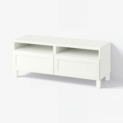 BESTÅ Тумба под ТВ, с ящиками, белый/пипмакаре белый, 120x42x48 см