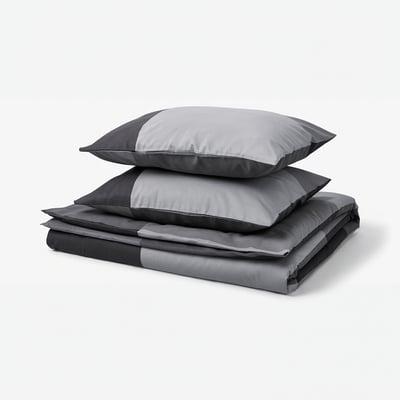 BRUNKRISSLA Пододеяльник и 2 наволочки, чёрный, 200x200/50x60 см