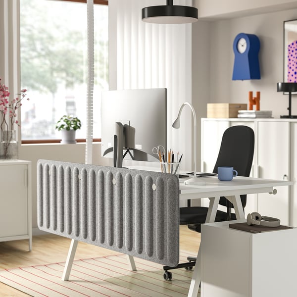 EILIF Экран д/письменного стола, серый, 160x48 см
