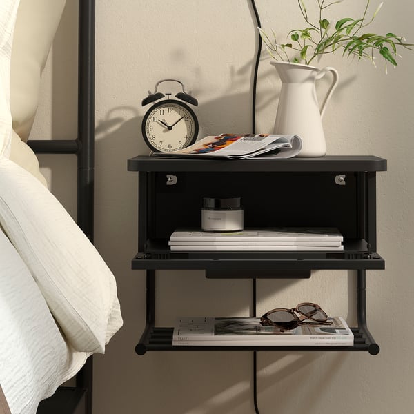 GRÅFJÄLLET Настенный прикроватный столик, антрацит, 42x29x31 см