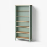 HEMNES Стеллаж, серо-зеленый/светло-коричневая морилка, 90x197 см