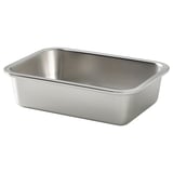Прямоугольный контейнер для еды из нержавеющей стали от IKEA 365+, гладкий серебристый, крышка не показана.