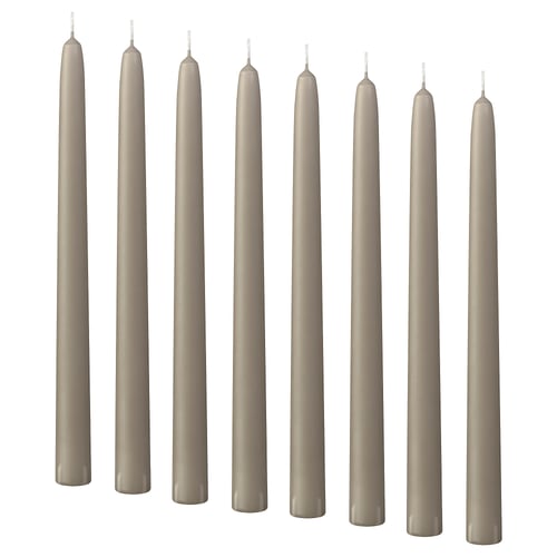 KLOKHET Неароматическая свеча, серо-бежевый, 25 см 6 ч