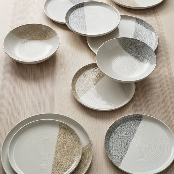 KRUSTISTEL Тарелка десертная, с рисунком/светло-бежевый, 20 см