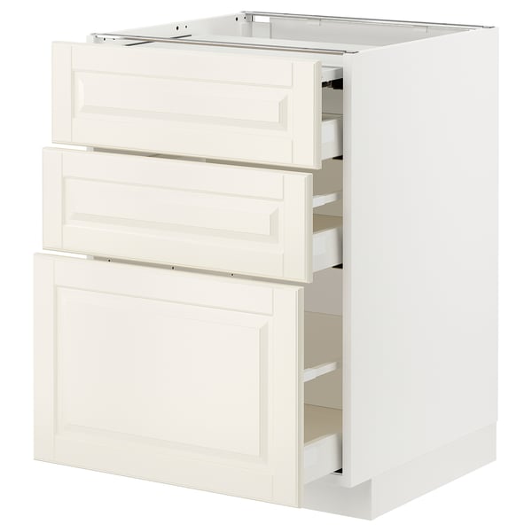 Кухонный шкаф Ikea METOD не совсем белый со скошенными ящиками, полностью доступными ящиками, элегантный и современный.