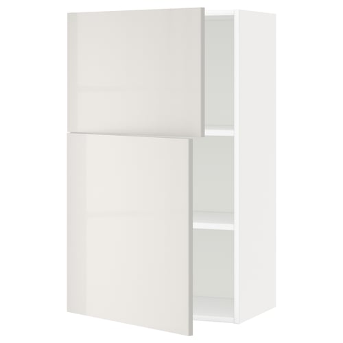 Шкаф Ikea METOD, глянцевый белый, регулируемая полка, двойные двери слева.