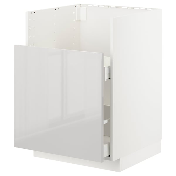 Белый современный кухонный шкаф с гладким ящиком, лаконичный дизайн.