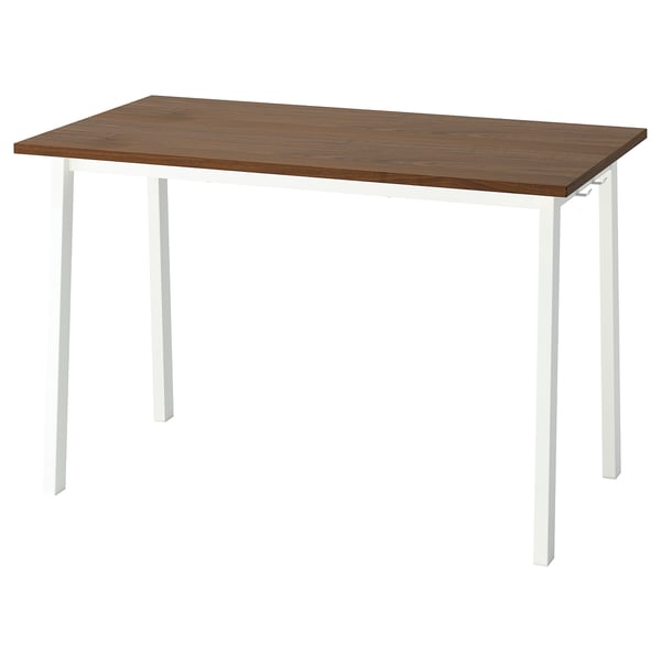письменный стол MITTZON, столешница из орехового дерева, ножки из белого металла; Прямоугольная форма, лаконичный дизайн.