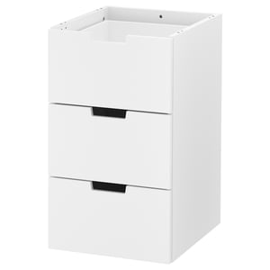 Белый комод NORDLI с 3 ящиками, элегантный и современный, отличное место для хранения.