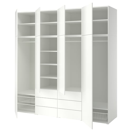 PLATSA Шкаф с 8 дверцами и 6 ящиками, белый/ФОННЕС белый, 240x57x241 см