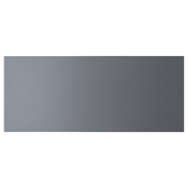 На этом изображении показана прямоугольная лицевая панель ящика RIKSVIKEN из матового темного олова. Он гладкий, металлический и современный.