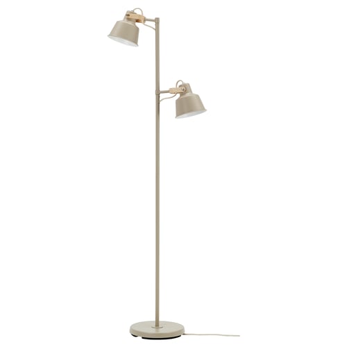 SJÖMAKT Светильник напольный с 2 лампами, бежевый/ясень