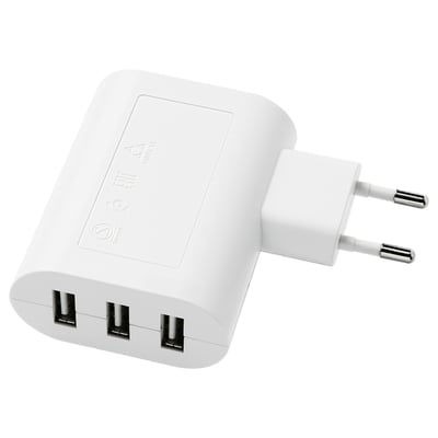 Белое 3-портовое usb-зарядное устройство SMÅHAGEL.