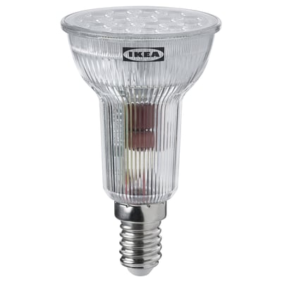 Светодиодная лампочка Ikea SOLHETTA, теплый белый, тусклый, пластик, коническая форма