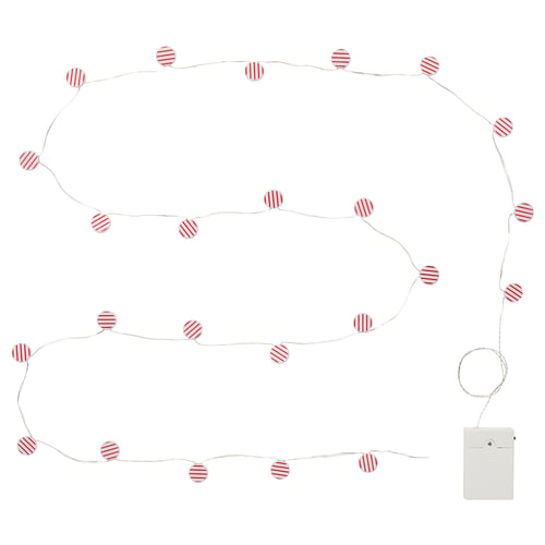 STRÅLA LED гирлянда, конфета с батарейным питанием/красный, 2.8 м