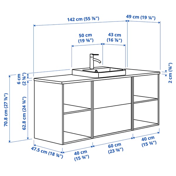 Illustration with measurements for the product: ÄNGSJÖN.