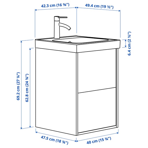 Illustration with measurements for the product: ÄNGSJÖN.