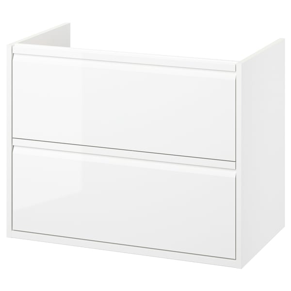 ÄNGSJÖN white bathroom cabinet: sleek, modern design with integrated handles and drawers.