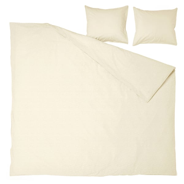 ÄNGSLILJA bedding set: cream, cotton, duvet & 2 pillowcases.