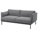 Modern grey sofa, sleek metal legs, cosy cushions, perfect for relaxing.