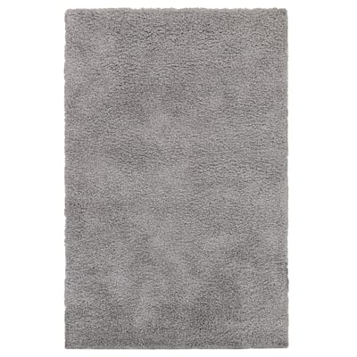 Grey shaggy rug for living/bedroom, durable, stain-resistant.