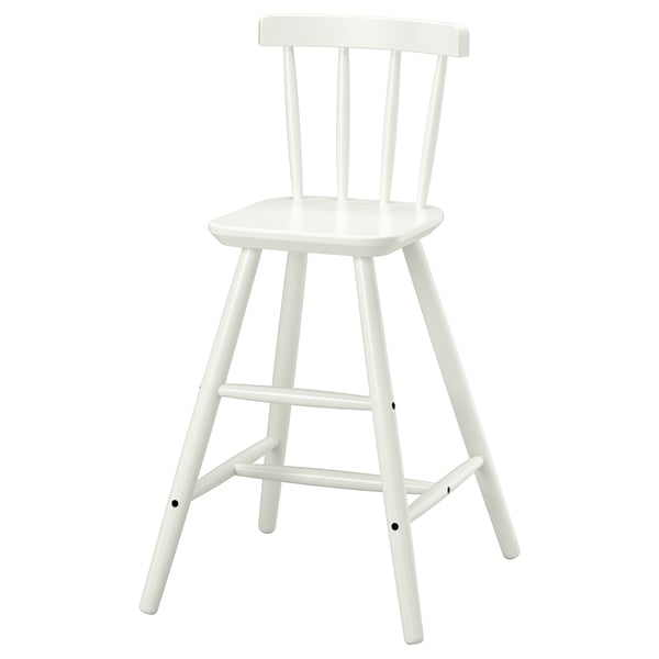 AGAM, white junior chair, wood, simple design, four legs, back support.