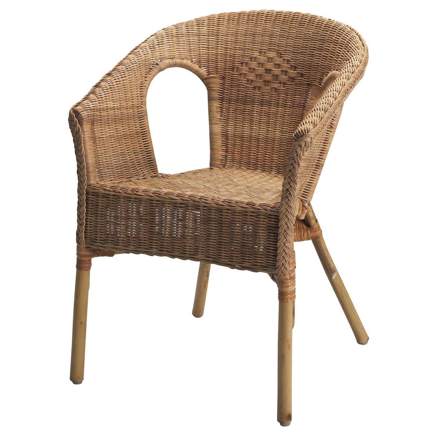 AGEN chair: natural woven rattan, bamboo legs, airy, unique design, handwoven, stackable.