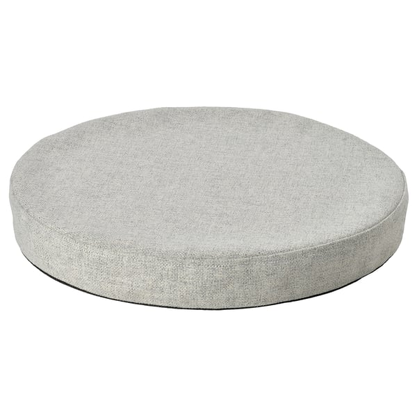 ÅKERVINDEFLY: grey circular chair pad, memory foam, non-slip backing, washable cover.