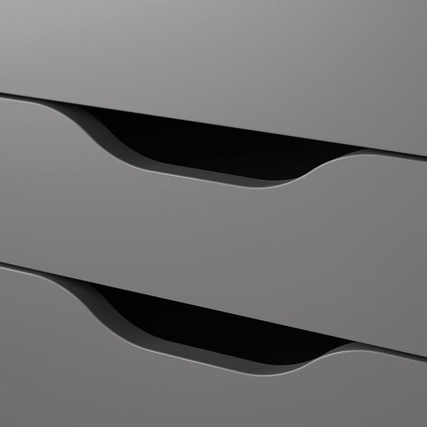 Smooth grey drawers with sleek handles, showcasing high-quality finish and modern design.