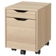 ALEX light brown wooden mobile filing cabinet with two drawers.