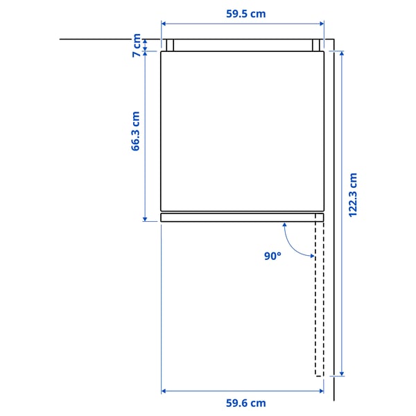 Illustration with measurements for the product: ALINGSÅS.