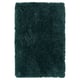 Fluffy teal bath mat, rectangular, soft high pile. Made from recycled polyester, machine washable.
