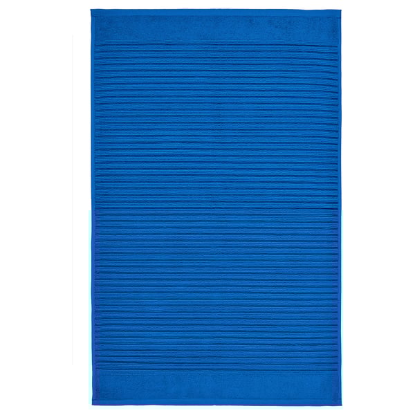 Bright blue rectangular ALSTERN bath mat, made from pure cotton terry, highly absorbent, fast-drying.