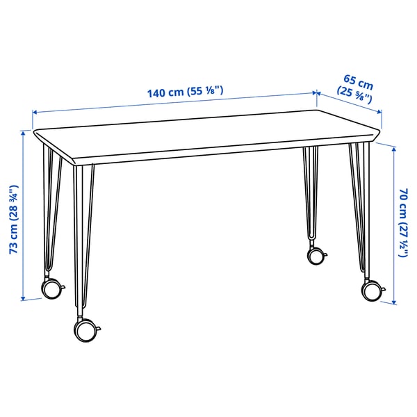ANFALLARE / KRILLE Desk, bamboo/black, 140x65 cm