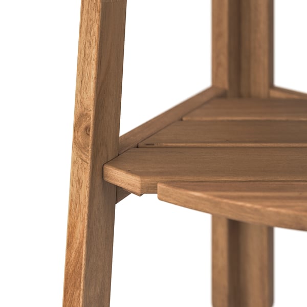 Wooden furniture corner; three shelves for plants or items. Crafted from durable acacia wood.
