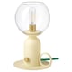 ÅSKMULLER lamp: modern kerosene design, light bulb mimics candle flame, beige, steel base, spherical glass shade.
