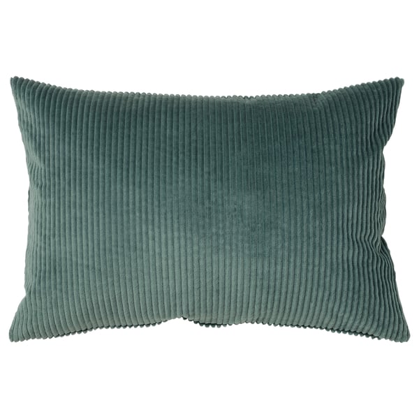 ÅSVEIG: green corduroy throw pillow, rectangular shape, simple design.