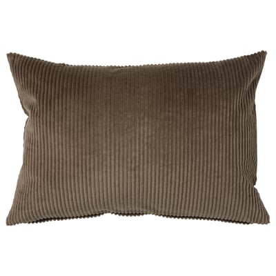 ÅSVEIG pillow, dark grey, rectangular, corduroy texture, zip closure.
