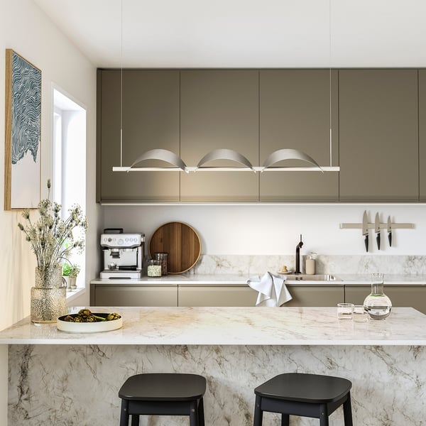 BACKSTÖRN LED pendant lamp, dimmable/matt aluminium, 108 cm