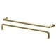 Gold-colored, modern, elongated l-shaped handles set of two, designed for cabinetry or doors, polished brass finish.